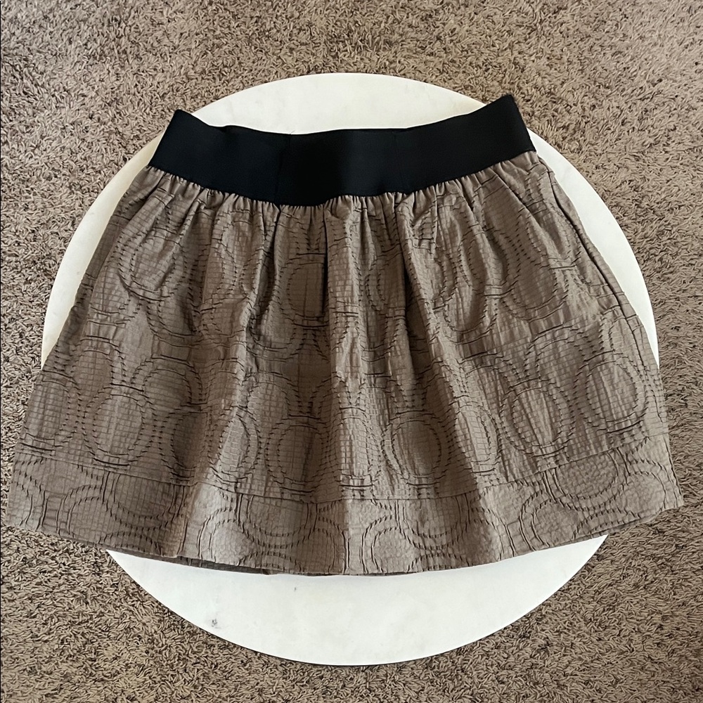 Simply Vera Vera Wang Skirt Small Brown Black Textured Thick Stretchy Waistband